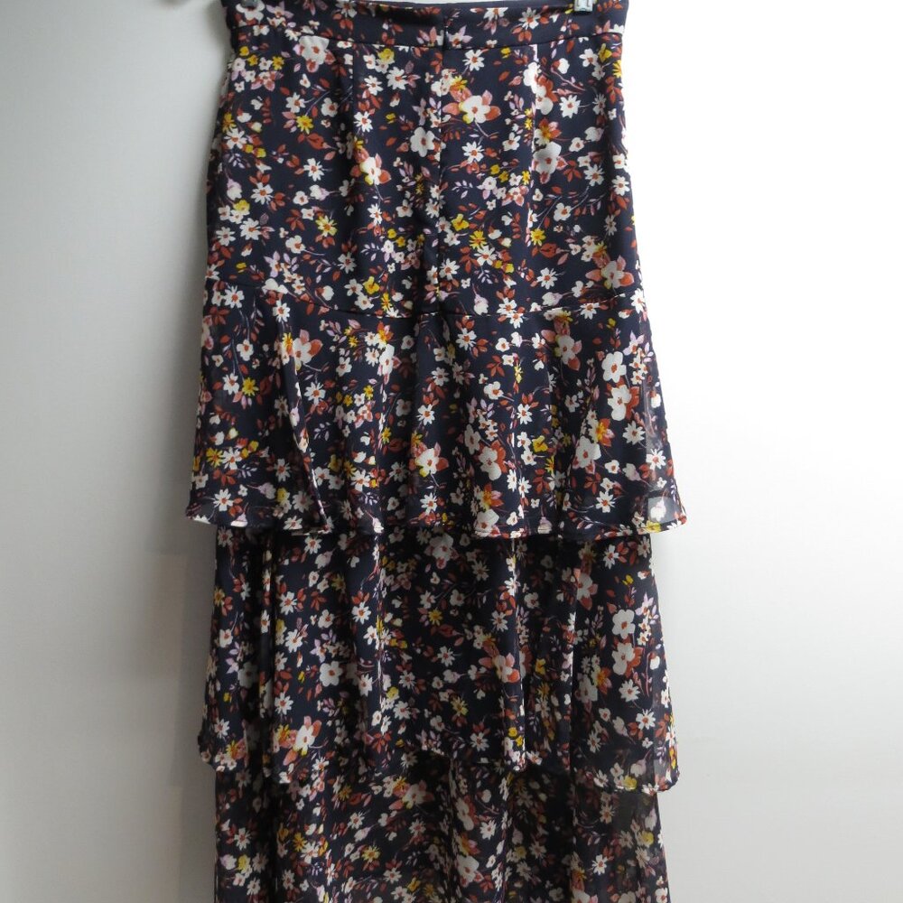 Ann Taylor Skirt, Size 6, Navy Blue Multi Color Flowers